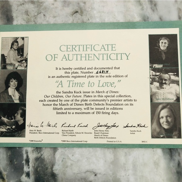 Sandra Kuck Collectors Plate A TIME TO LOVE  March of Dimes Knowles China 1989 - Picture 5 of 11